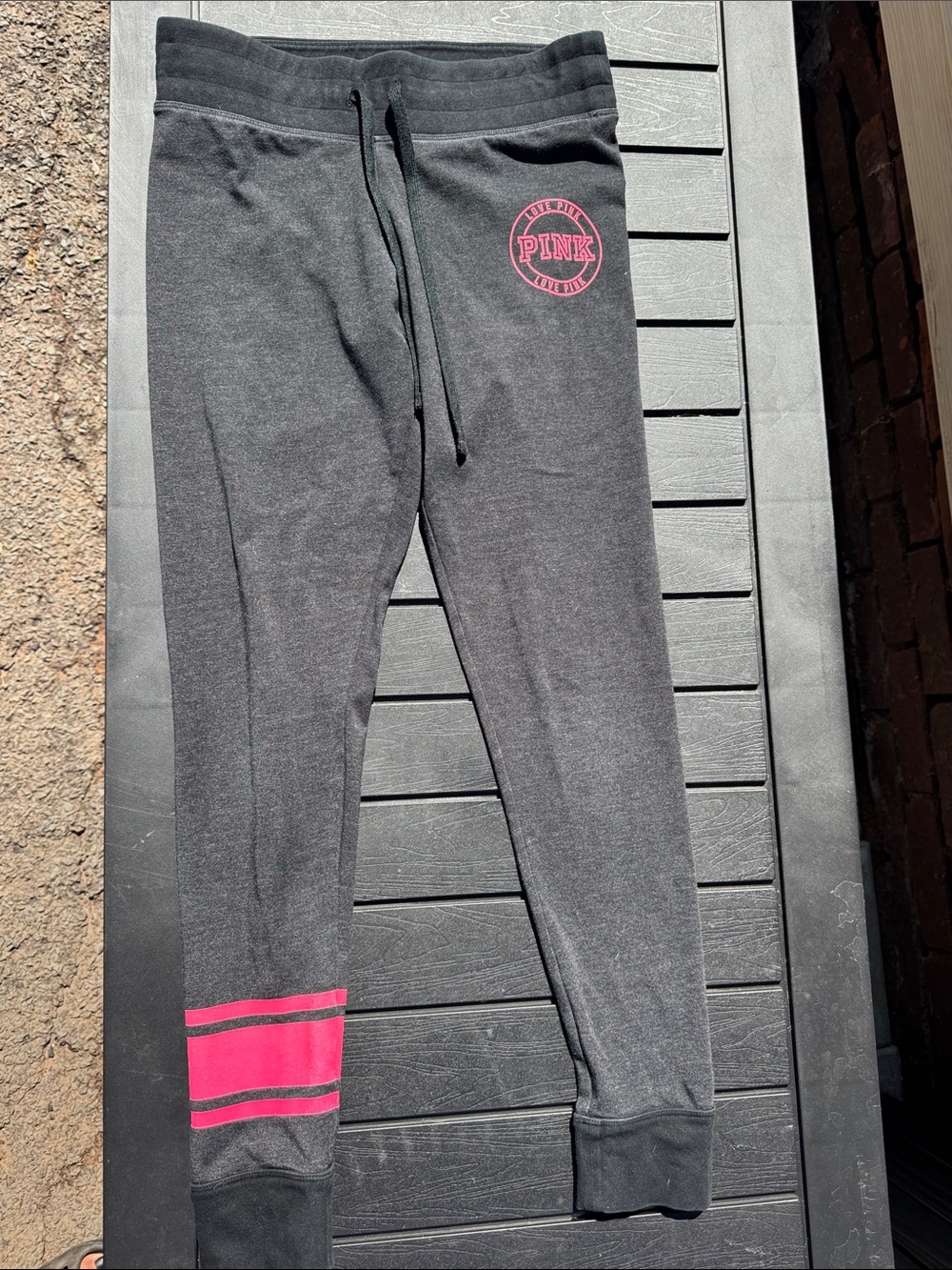 PINK Victoria's Secret Black Leggings with Pink Logo Accent